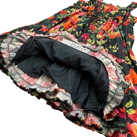 Jessakae Capri Floral Tiered‎ Midi Dress Black 4X Tropical Cottagecore Dopamine - Picture 6 of 11